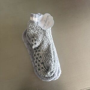 NWT Cozy Collection Grey Fuzzy Lounge Slipper Socks 3-Pack Grippers Size 4-10